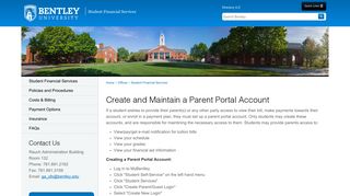 Create and Maintain a Parent Portal Account | Bentley University