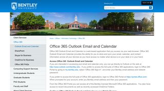 Office 365 Outlook Email and Calendar | Bentley University