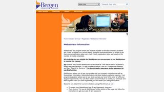 Webadvisor Information - Bergen Community College