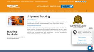 Shipment Tracking - Berger-Allied Movers - Berger Allied Van Lines