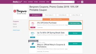 5% OFF Bergners Coupons, Promo Codes February 2019 - DealsPlus