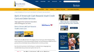 Bank of America® Cash Rewards Visa® Credit Card and Debit Services