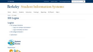 SIS Logins - UC Berkeley Student Information Systems