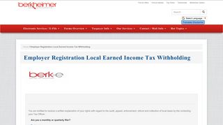 Employer Registration Local Earned Income Tax ... - Berkheimer