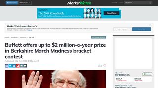 Buffett offers up to $2 million-a-year prize in Berkshire March Madness ...