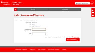 Online banking pushTan demo - Berliner Sparkasse