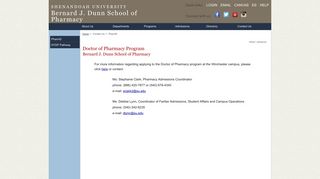 PharmD - Bernard J. Dunn School of Pharmacy - Shenandoah ...