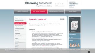 Secure logging in/logging out when e-banking
