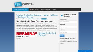 Bernina Credit Card Payment - Login - Address - Customer Service