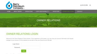 Owner Relations | Berry Petroleum Company, LLC