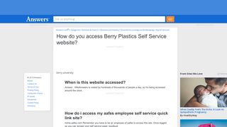 How do you access Berry Plastics Self Service website - Answers
