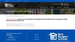 Login Real Estate Exam Preps - Bert Rodgers Schools