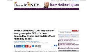 TONY HETHERINGTON: Damned by Ofgem, now raided by police ...