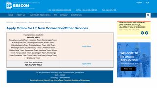 Apply Online for LT New Connection/Other Services – BESCOM