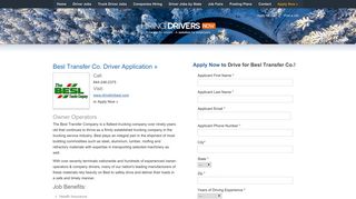 Besl Transfer Co. Driver Application | Hiring Drivers Now