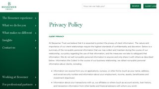 Privacy Policy | Bessemer Trust