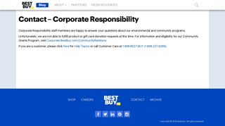 Contact - Corporate Responsibility - Best Buy Corporate News and ...
