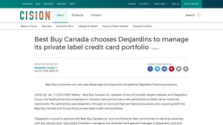 CNW | Best Buy Canada chooses Desjardins to manage its private ...