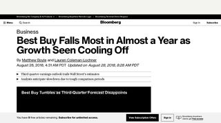 Best Buy Falls Most in Almost a Year as Growth Seen Cooling ...