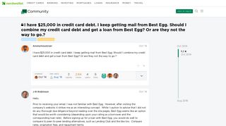 I have $25,000 in credit card debt. I keep getting mail from Best Egg ...