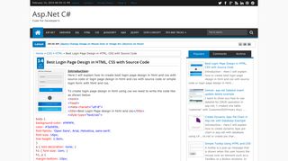 Best Login Page Design in HTML, CSS with Source Code - Asp.Net C#