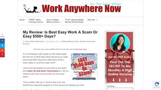 My Review: Is Best Easy Work A Scam Or Easy $500+ Days? | Work ...