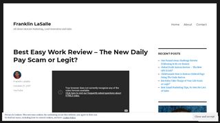 Best Easy Work Review – The New Daily Pay Scam or Legit ...