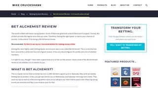 Bet Alchemist Review - Is it worth subscribing? - Mike Cruickshank