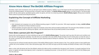Know More About The Bet365 Affiliate Program - Bet365 Bonus Code