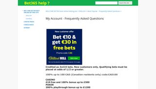 My Account - Frequently Asked Questions - Bet365 help - Google Sites