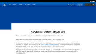 PlayStation®4 Firmware Beta Registration