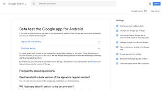 Beta test the Google app for Android - Google Search Help