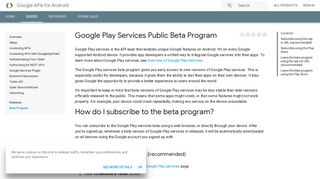 Google Play Services Public Beta Program | Google APIs for Android ...