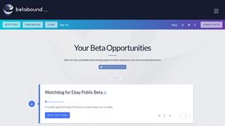 Your Beta Opportunities - Betabound