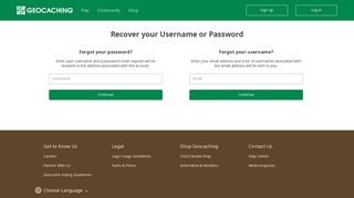 Recover your Username or Password - Geocaching