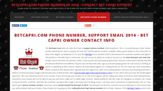 BetCapri Phone Numbers 2014 & Support Email - Contact Info For ...