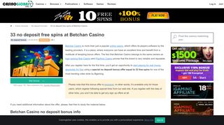 33 free spins no deposit bonus for registration at Betchan Casino