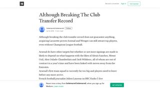Although Breaking The Club Transfer Record – betensured ... - Medium