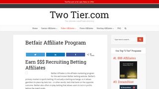 Betfair Affiliate Program - Two Tier.com