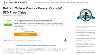 Betfair Online Casino Promo Code & Review For New Jersey 2019