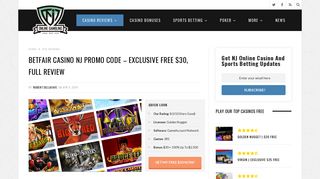 Betfair Casino NJ Promo Code - Use NJOG for $30 Free - February 2019