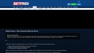 Betfred Casino - New Customers Welcome Bonus