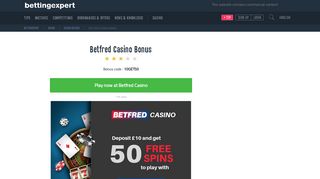 Betfred Casino Bonus - Get 50 Free Spins Welcome Bonus