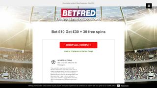 Betfred Promo Code February 2019: Bet £10 Get £30 + 30 free spins
