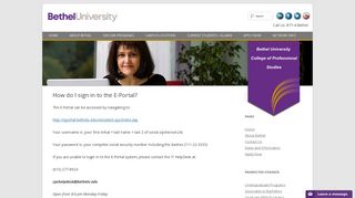 How do I sign in to the E-Portal? | Bethel University