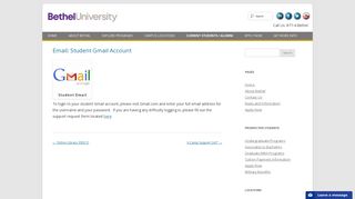 Email: Student Gmail Account | Bethel University
