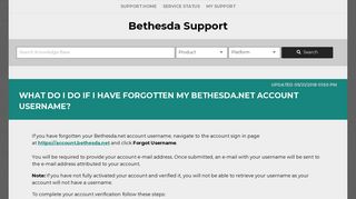 What do I do if I have forgotten my Bethesda.net account username?