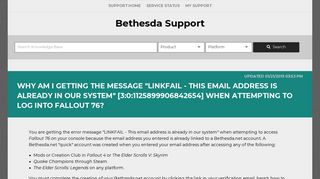Why am I getting the message - Bethesda Support