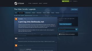 Cant log into Bethesda.net :: The Elder Scrolls: Legends General ...