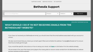 What should I do if I'm not receiving emails from the Bethesda.net ...